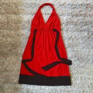 Bisou Bisou Nouvelle Couture Y2K Retro Halter Dress Custom Tailored Flouncy Hem